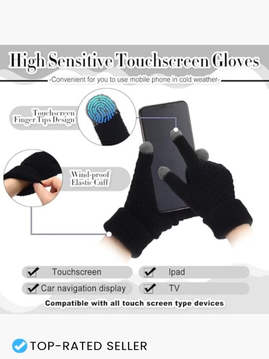 Winter Knit Beanie Hat Scarf Gloves Set Touchscreen Warm Unisex Accessory main image 5